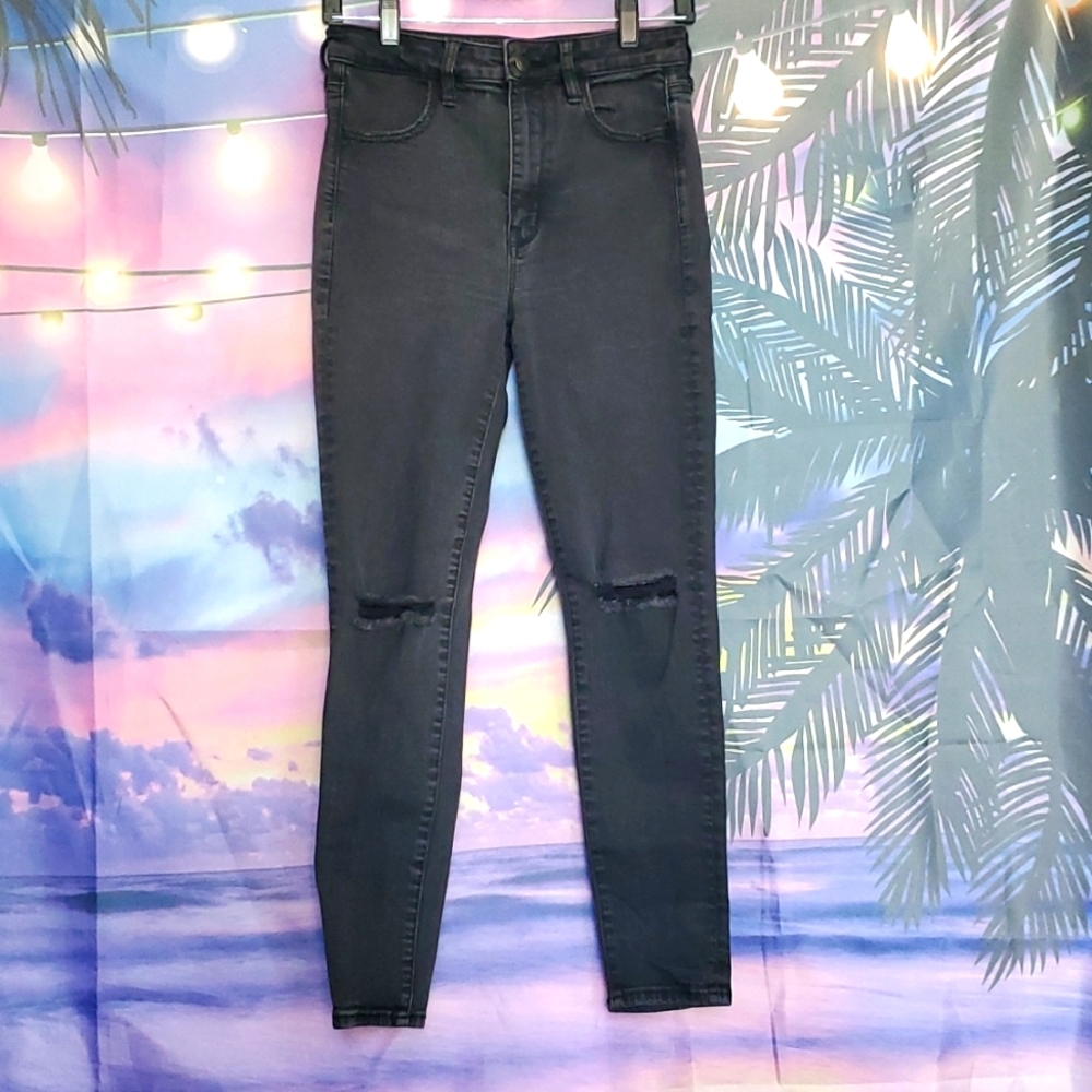 AMERICAN EAGLE blk super stretch super hi-rise jegging women's jeans siz…